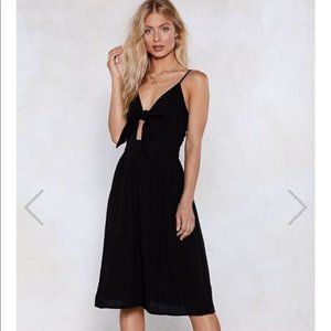 NASTY GAL BLACK KEYHOLE TIE FRONT SUN DRESS SZ 8